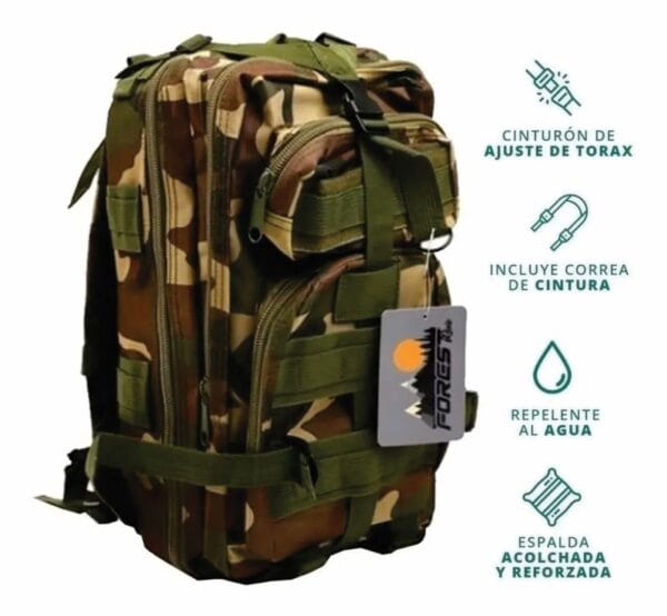 Mochila Táctica Militar Trekking Reforzada Forest 25 Lts 	- - Imagen 4