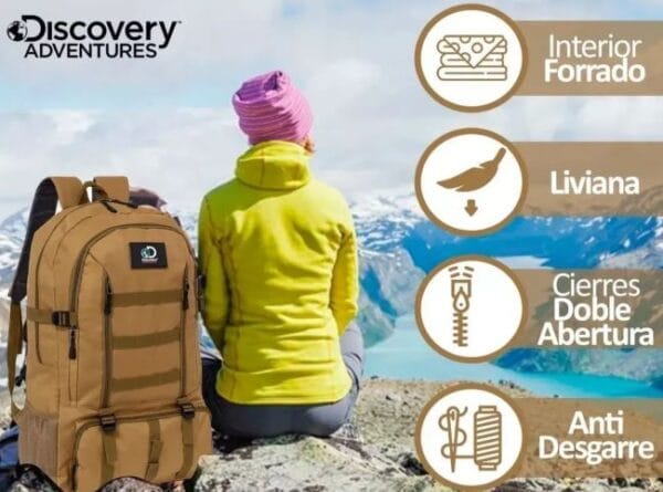 Mochila Discovery 50+10 Litros Trekking Camping Viaje 21502 - Imagen 5